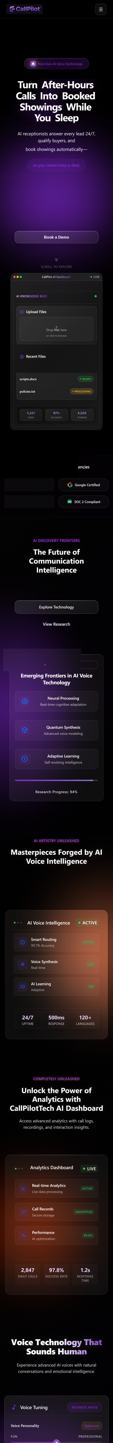 CallPilot mobile homepage