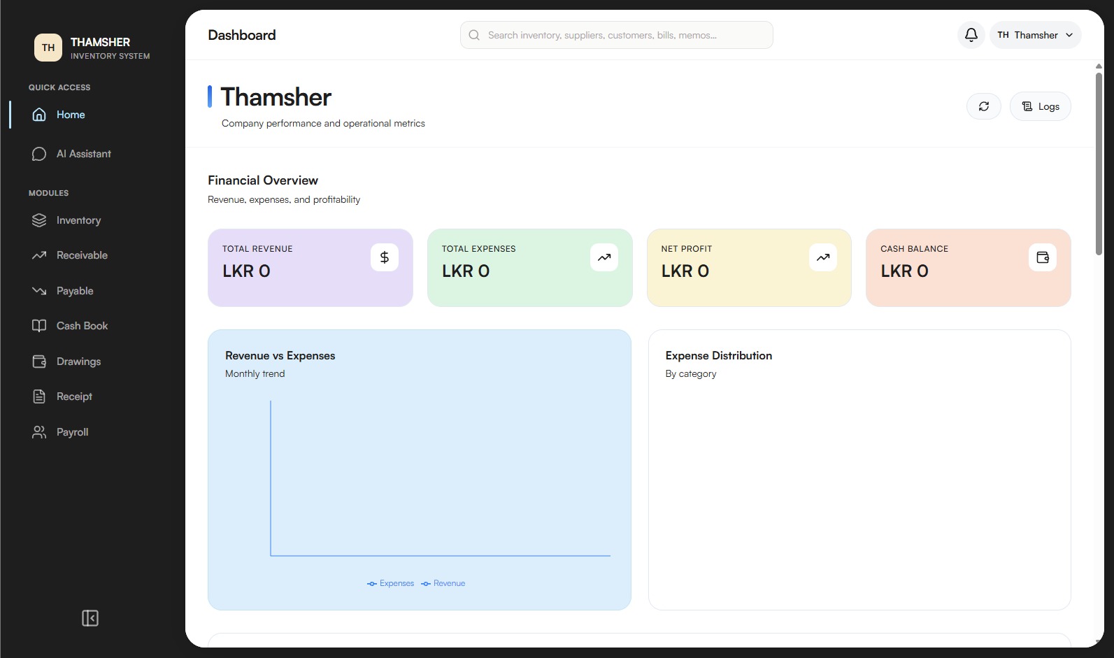 Thamshers dashboard