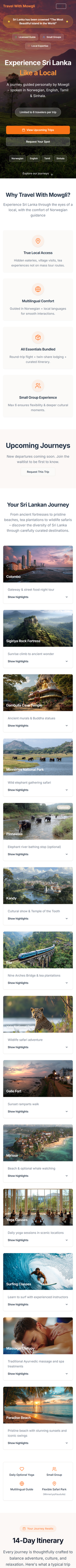 Travel With Mowgli mobile homepage