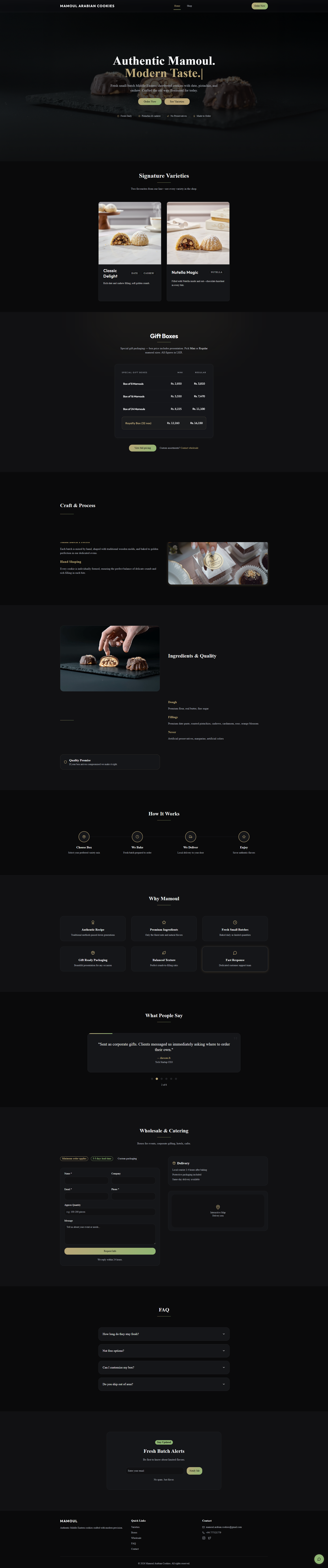 Mamoul Arabian Cookies website preview
